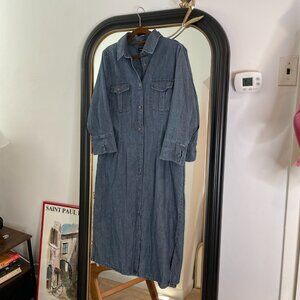 J. Peterman Denim Midi Shirt Dress Size 8